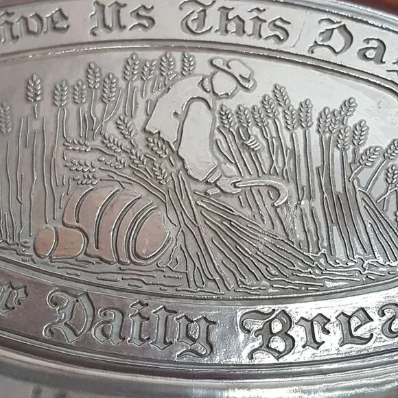 Give Us This Day Our Daily Bread Hand Cast Aluminum Bread Tray Vintage 1977 New - Picture 3 of 7